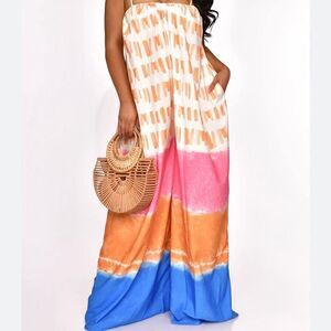 NWT HERS & MINE Multi-Color Parachute ￼Jumpsuit Size Medium